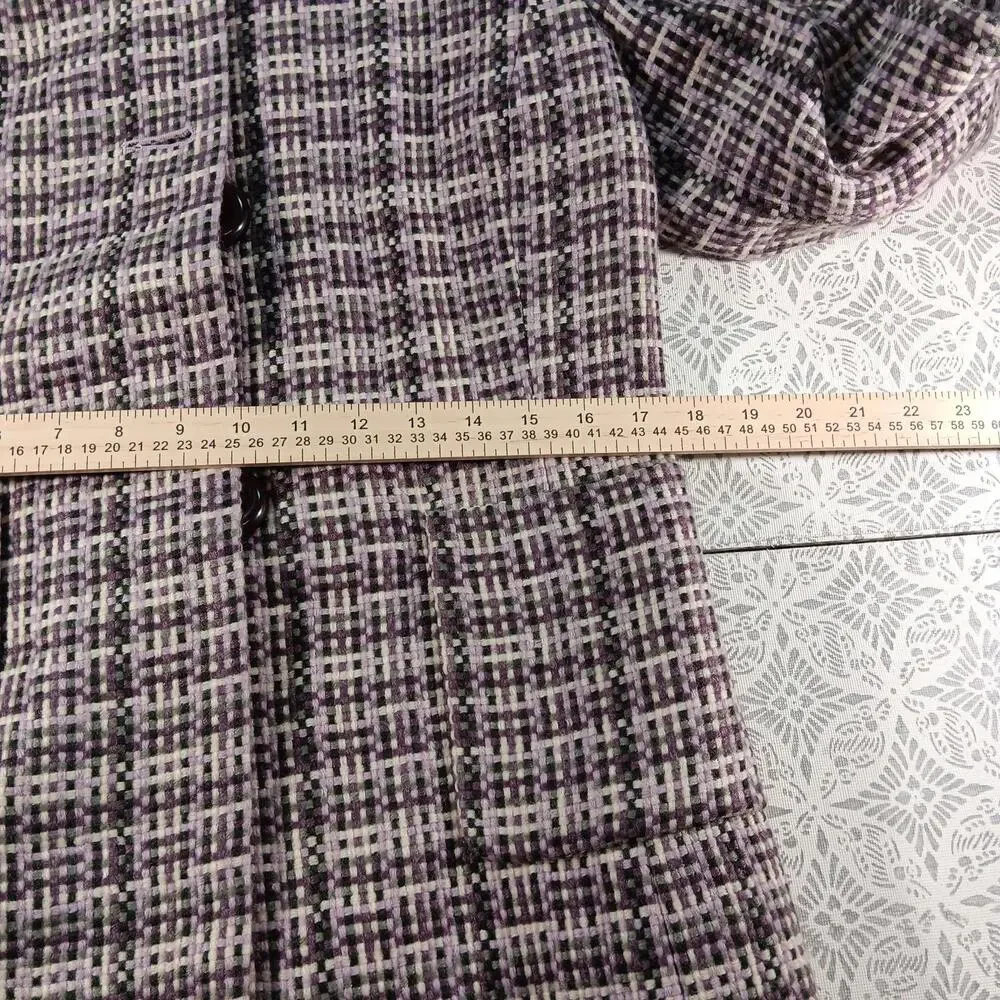 Y2K Purple Plaid Statement Collar Coat – Focus 2000- Women’s Size 8 - Picture 9 of 14